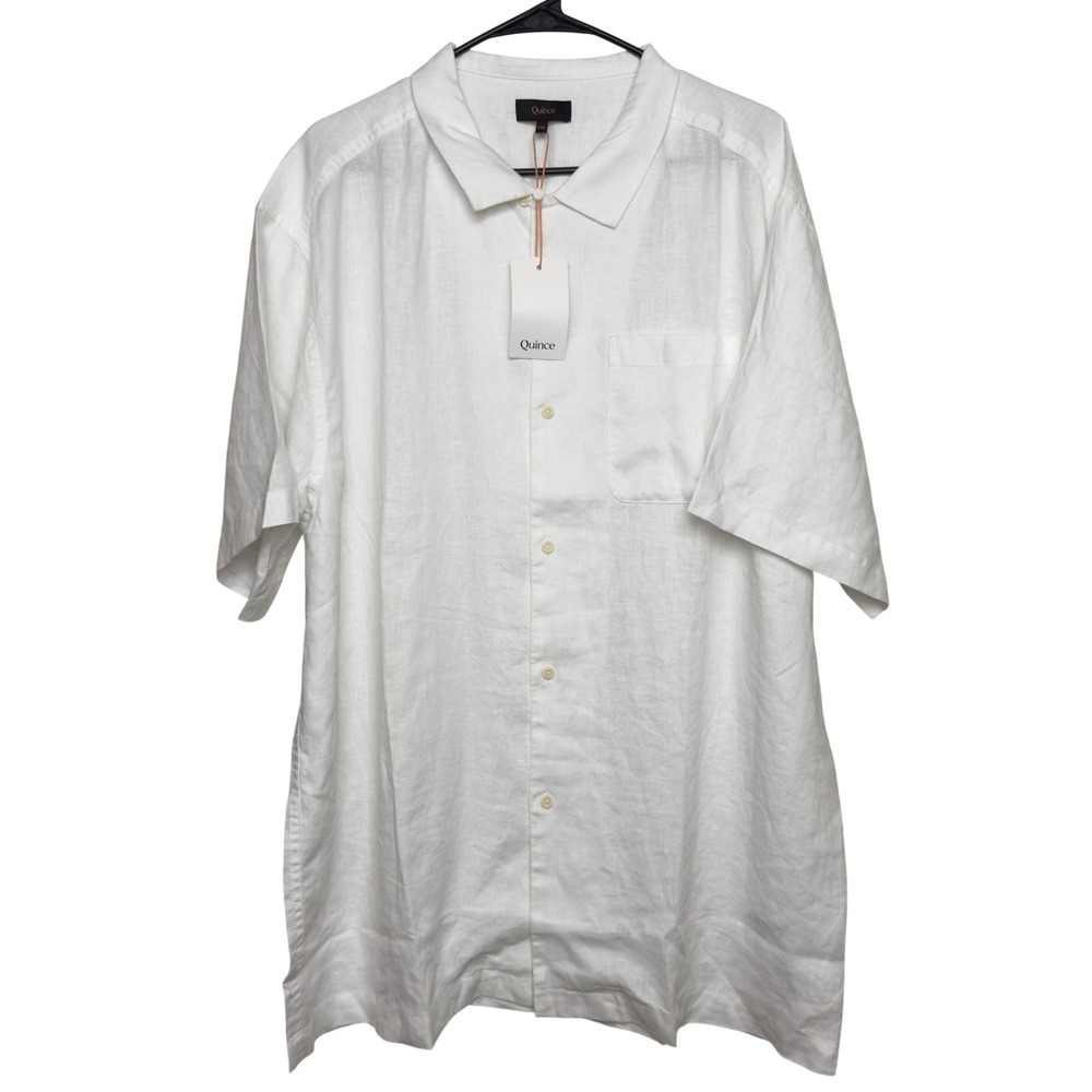 Quince 100%‎ European Linen Camp Shirt White Short Sleeve XXL LB58945-MIVN004